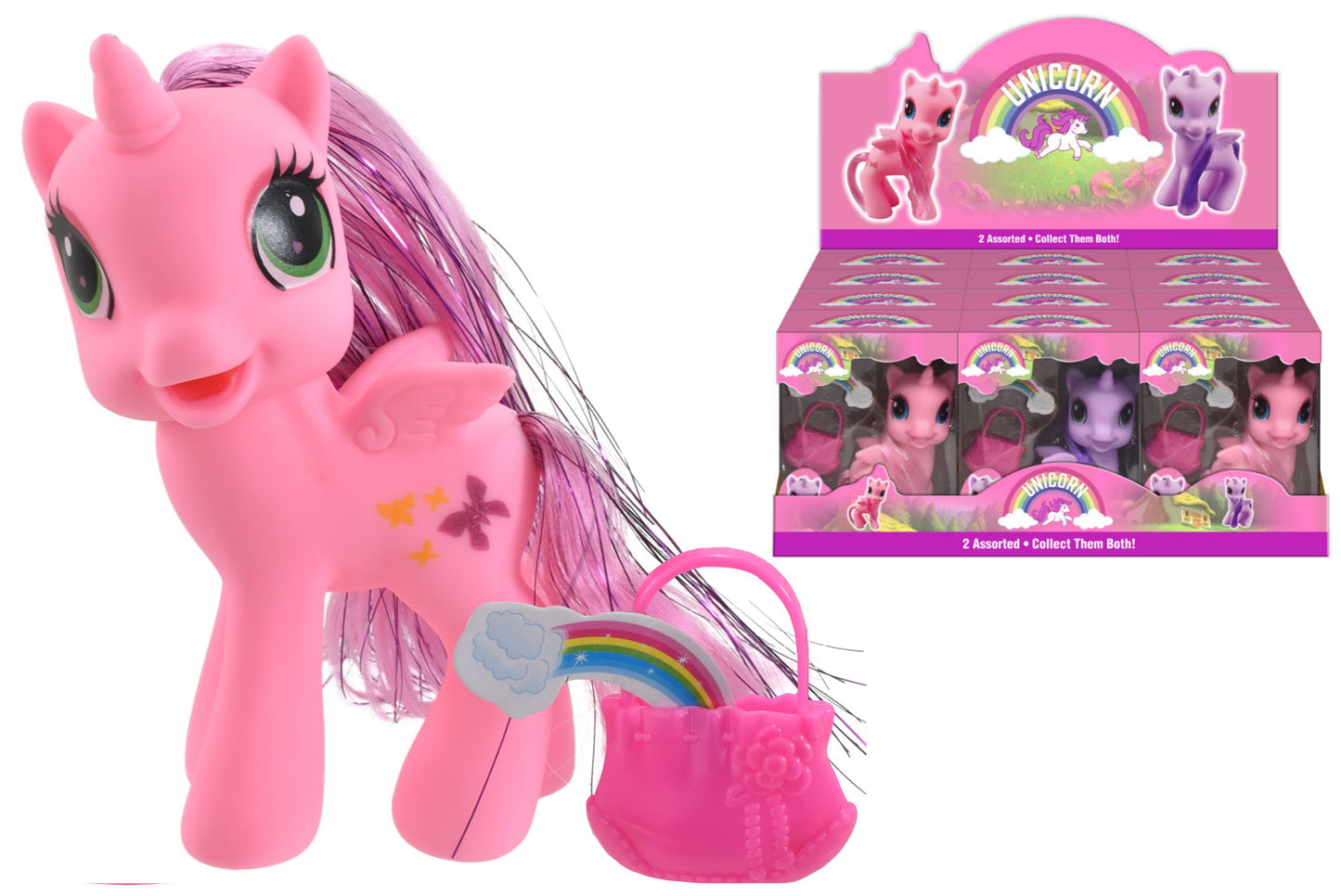 Discover Magical Unicorn Toys: 2 Assorted Varieties in Display Box