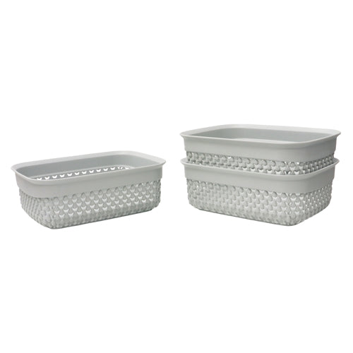Droplette 1.1L Set of Three Storage Baskets - Ice Grey | Organize in Style.