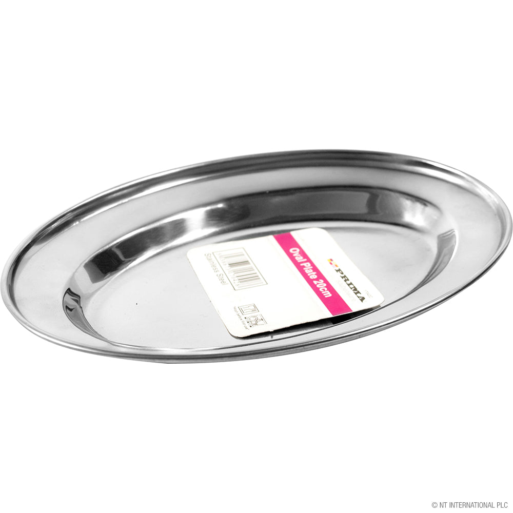 Plat ovale élégant en acier inoxydable de 20 cm