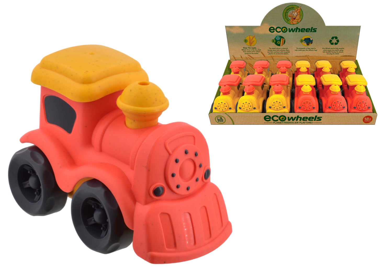 Jouet train en bioplastique écologique | 11 cm | Boîte de présentation durable