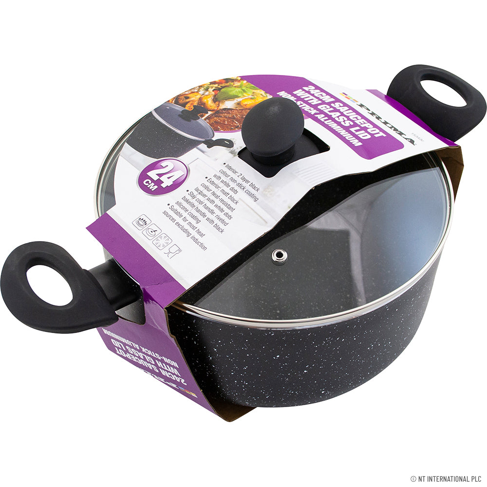 Casserole en aluminium de 24 cm avec couvercle, pour plaques à induction – Indispensable pour une cuisine de qualité