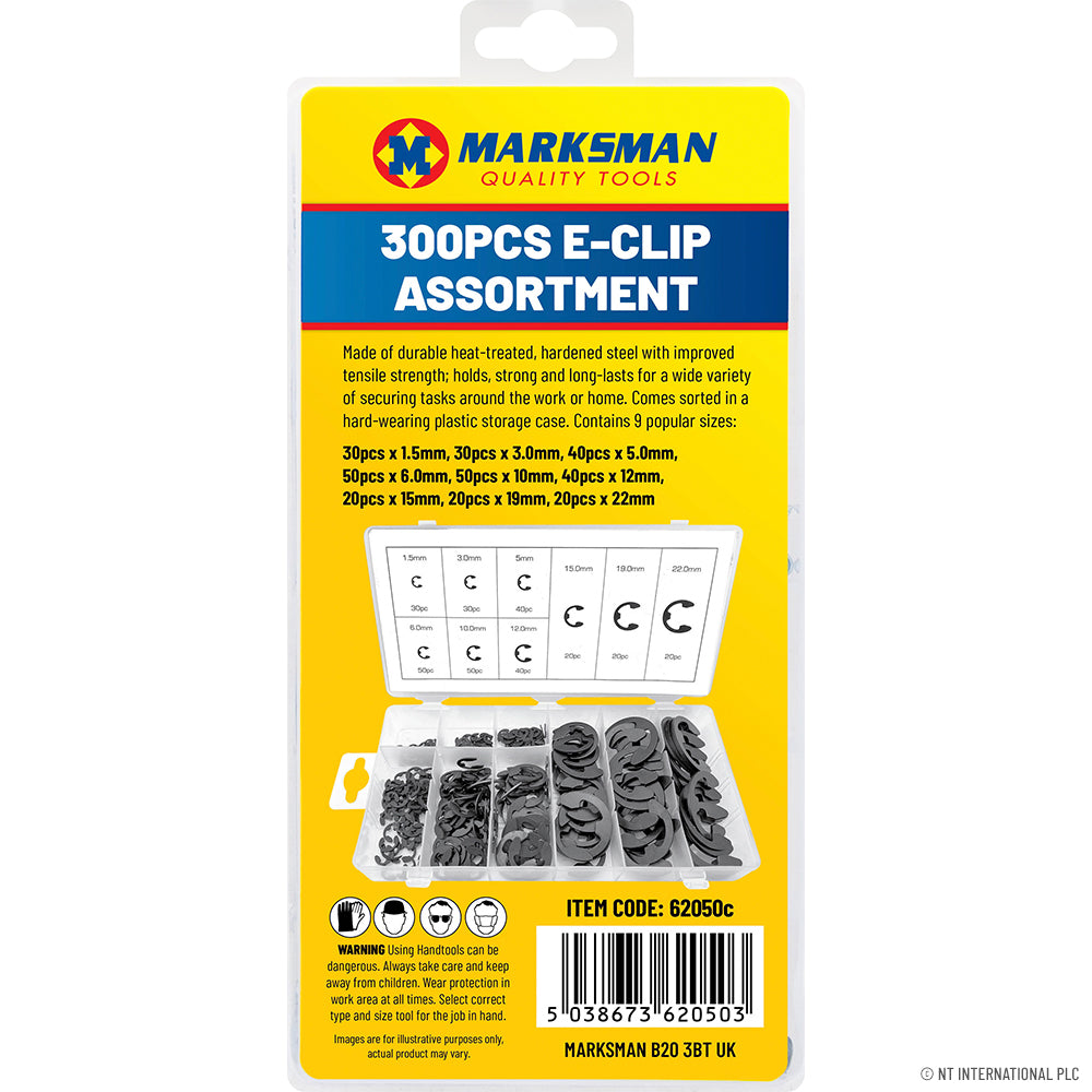 Assortiment de 300 circlips durables pour une fixation de précision - Kit essentiel pour les projets de bricolage et professionnels