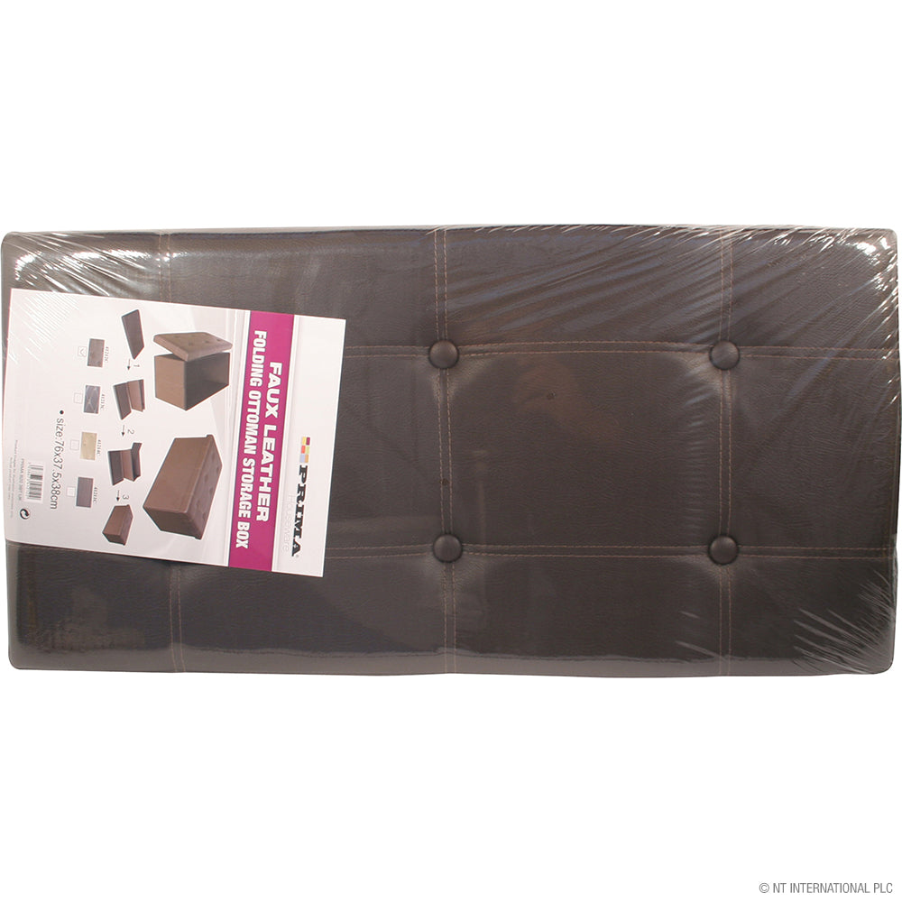Pouffe double en similicuir pliable 76cm marron - Solution de rangement élégante.