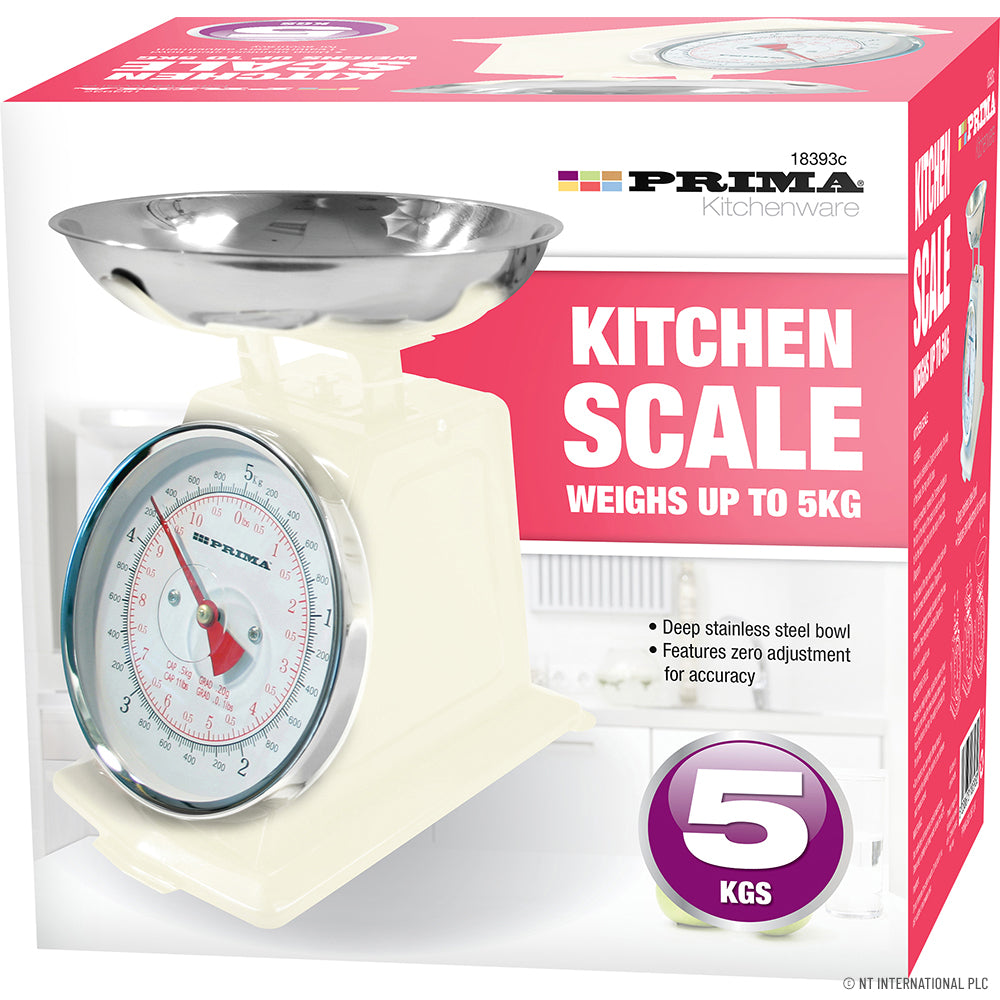 Balance de cuisine mécanique 5 kg d'inspiration rétro, couleur crème | Articles de cuisine classiques.