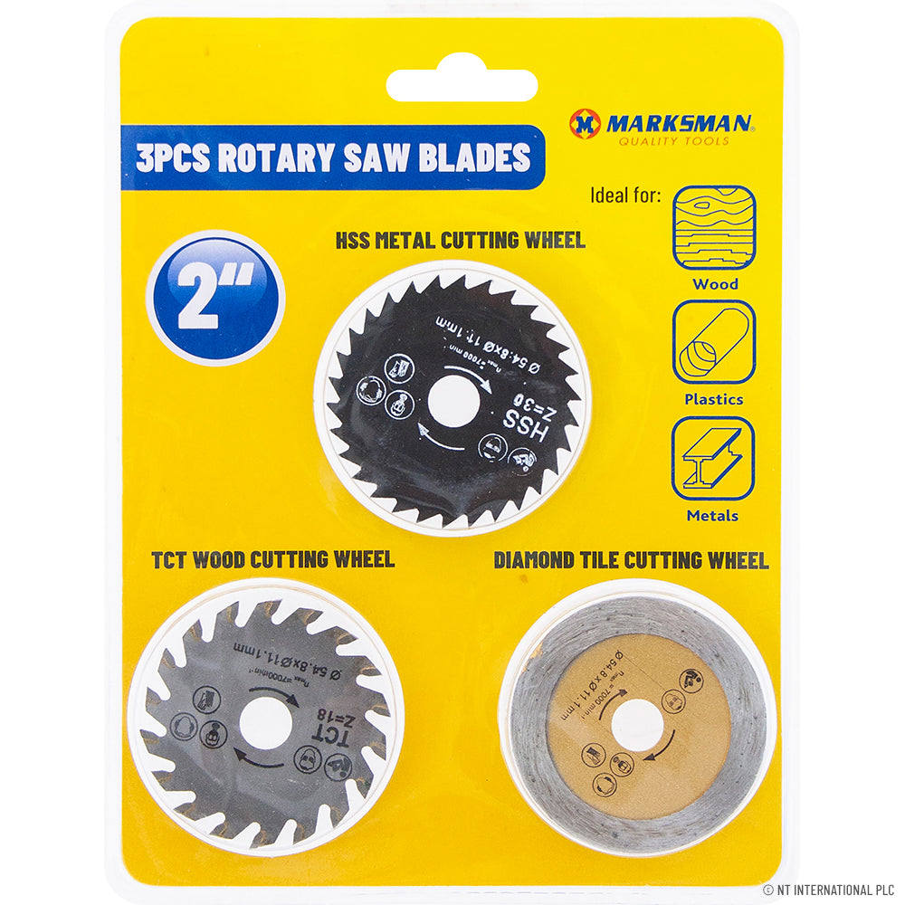 Lot de 3 lames de scie polyvalentes de 2" pour des coupes précises - HSS, bois, diamant