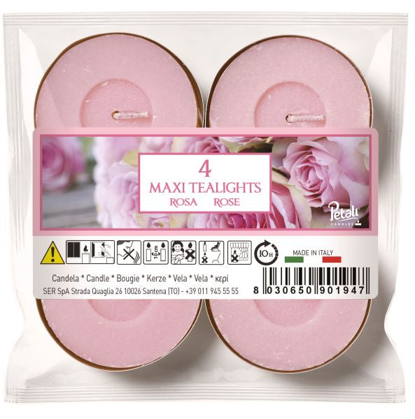 Mini-bougies chauffe-plat Petali Rose Tealights x4 - Un délice parfumé pour chaque pièce