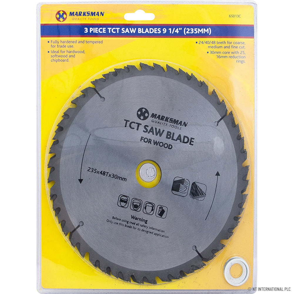 Jeu de 3 lames de scie au carbure de tungstène 235 mm (9,25") premium pour des coupes de précision