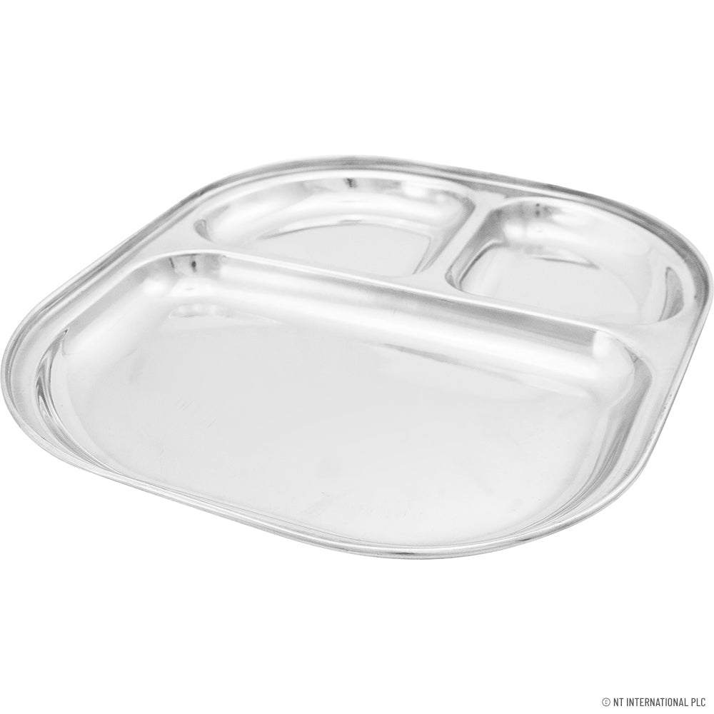 Premium 3 Compartment Stainless Steel Tray - Ideal for Organized Serving