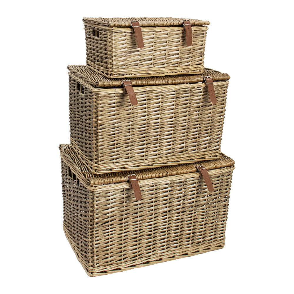 Lot de paniers de rangement en osier naturel - Petit, grand, très grand | Rangez avec style.
