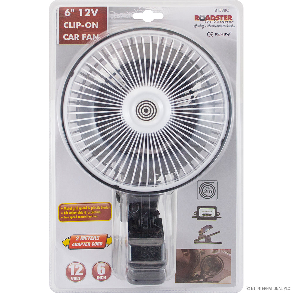 Restez au frais en déplacement avec notre ventilateur de voiture à pince de luxe de 6 pouces - Alimentation 12 V.