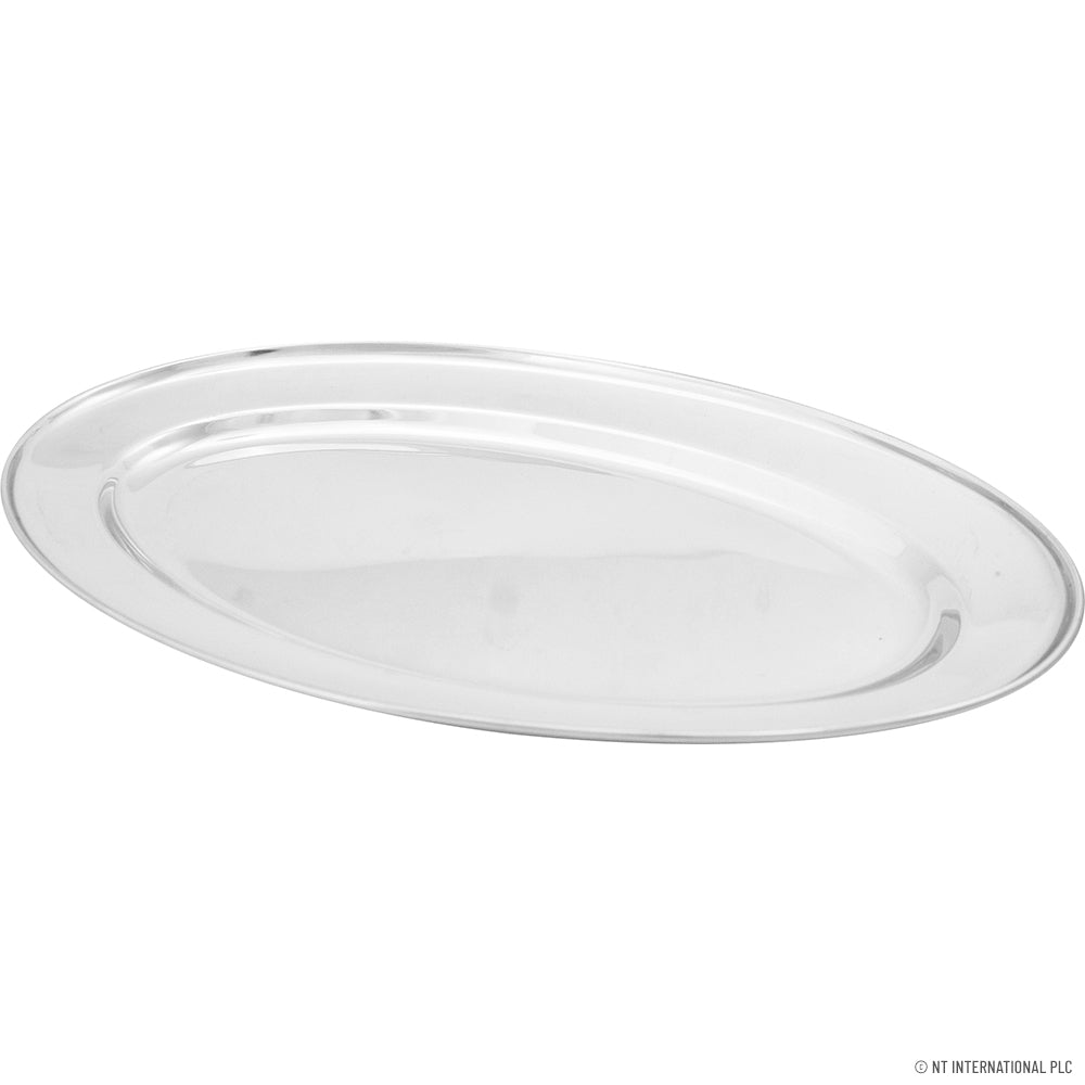 Assiette Ovale en Acier Inoxydable 25cm, Vaisselle Premium pour Toutes les Occasions