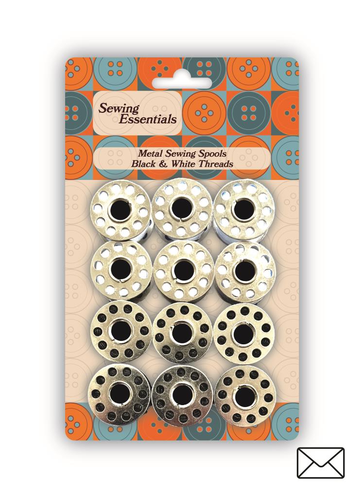 Lot de 12 bobines métalliques premium – Canettes de fil de haute qualité pour les projets d'artisanat et de couture