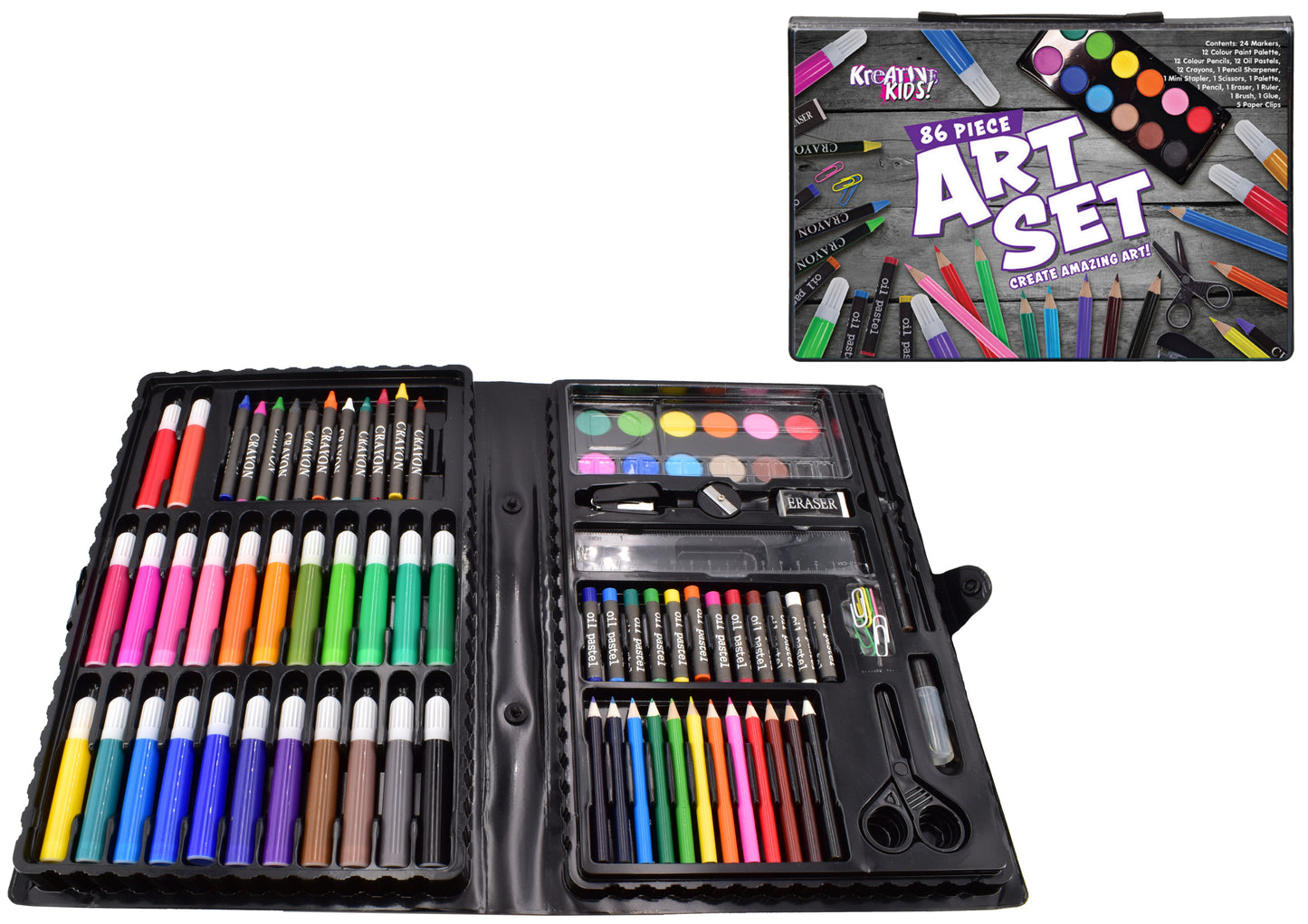 Coffret d'Art de 86 pièces dans une Mallette Colorée | Fournitures de Qualité Supérieure