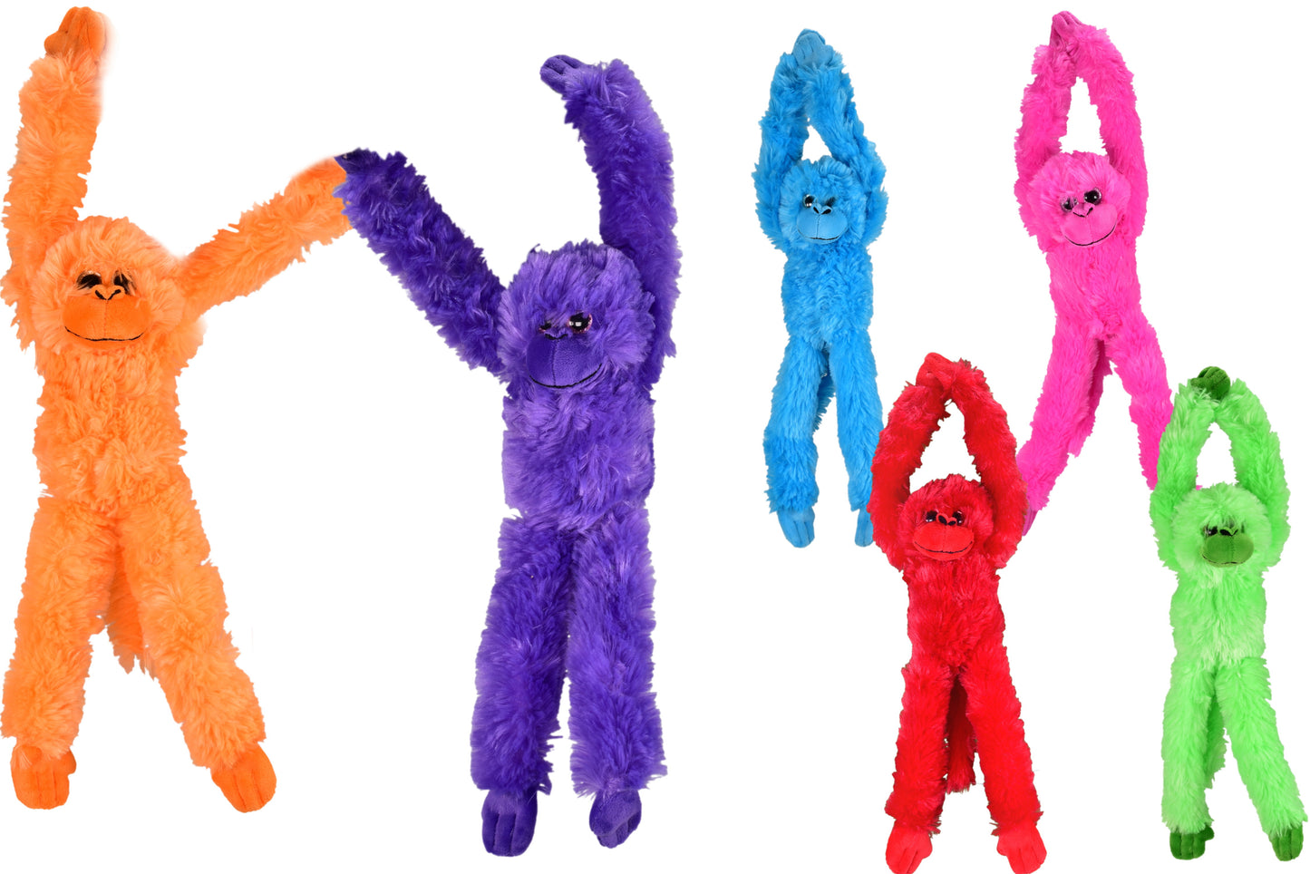 Adorables Singes Suspendus en Peluche de 42 cm - Lot de 6 Assortis