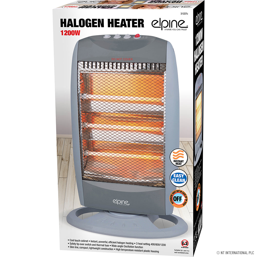 Chauffage efficace avec radiateur halogène 3 barres 1200W | Solution de chauffage standard pour les espaces douillets.