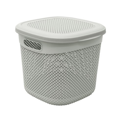 Panier de rangement Droplette 15L avec couvercle - Gris Glace | Organisez votre espace avec style.