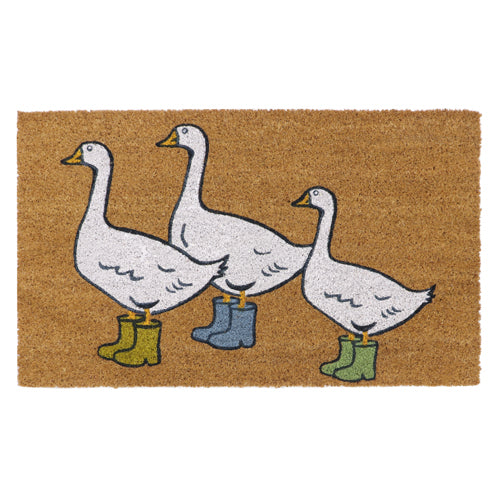 Paillasson Coco et Latex Premium – Motif Oies | 45x75cm | Écologique.