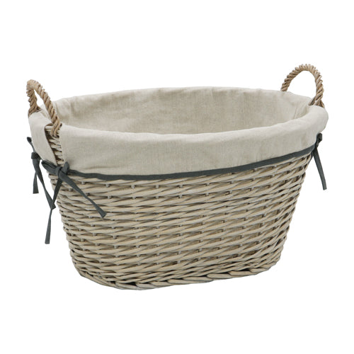 Panier de rangement ovale en osier Arianna - Finition lavée antique | Solutions de rangement élégantes.