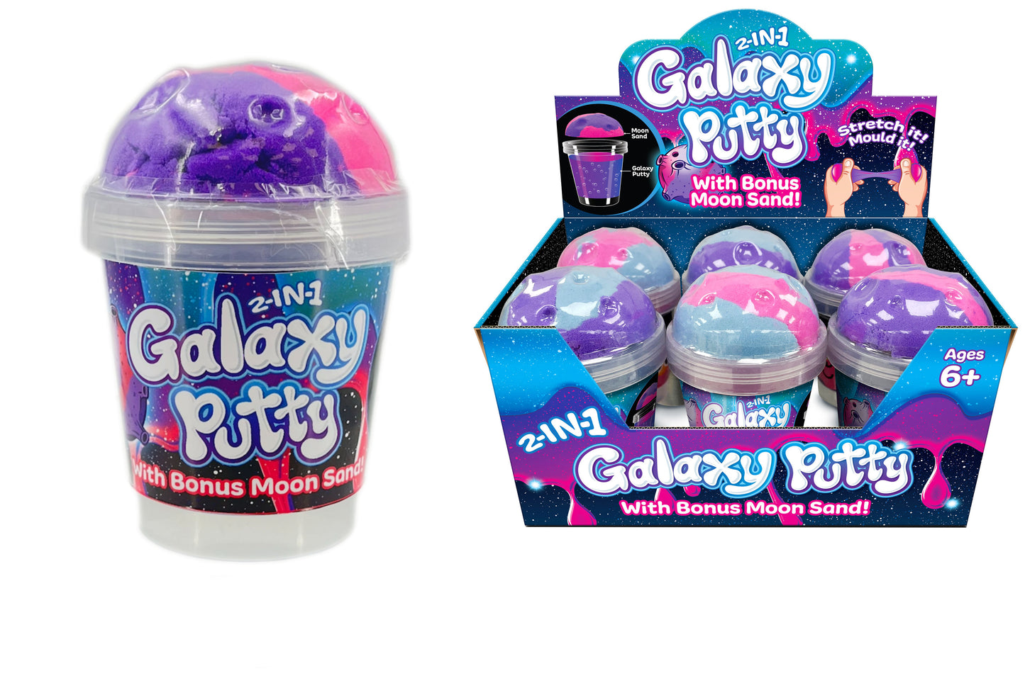 Explorez le Cosmos avec la Pâte Galaxie et le Sable Lunaire en Boîte Présentoir