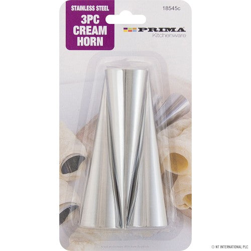Laissez-vous tenter : Lot de 3 cornets en acier inoxydable – Taille parfaite de 3,5x12,2 cm.