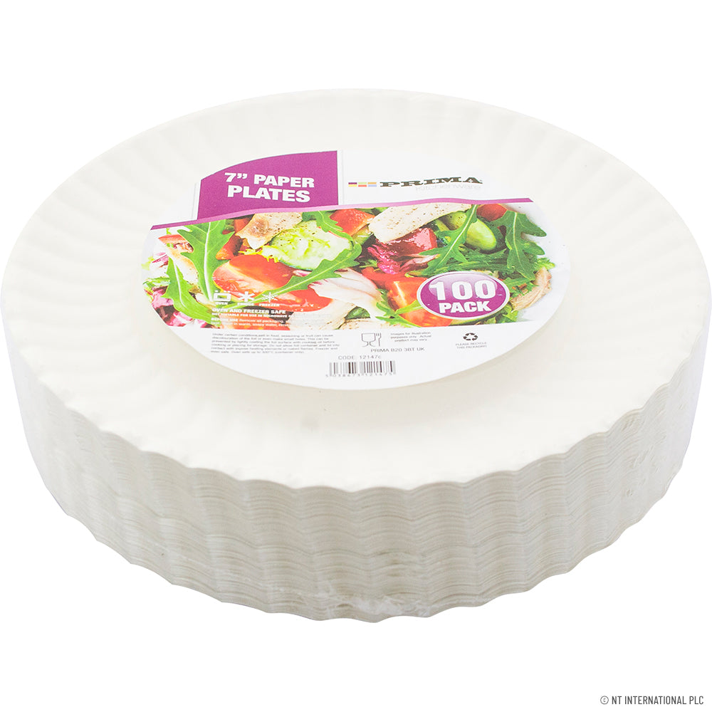 Assiettes en Carton Latérales de Qualité Supérieure, Lot de 100, 18 cm (7")