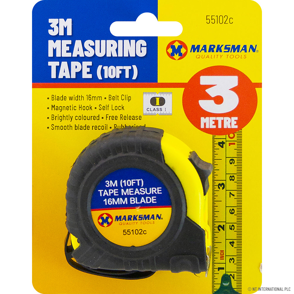 Mètre Ruban Professionnel 3m Jaune Vif/Noir - Outils de Précision