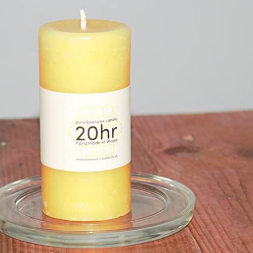 Bougie artisanale en cire d'abeille 225x50 (9x2") Parfum miel naturel Décoration durable