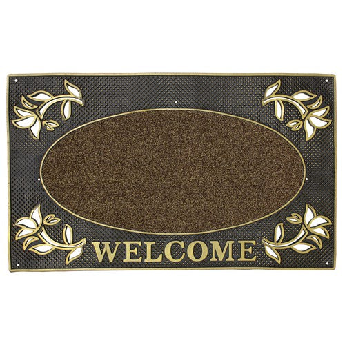 Paillasson gratte-pieds métallique de bienvenue - Or 45x75cm.