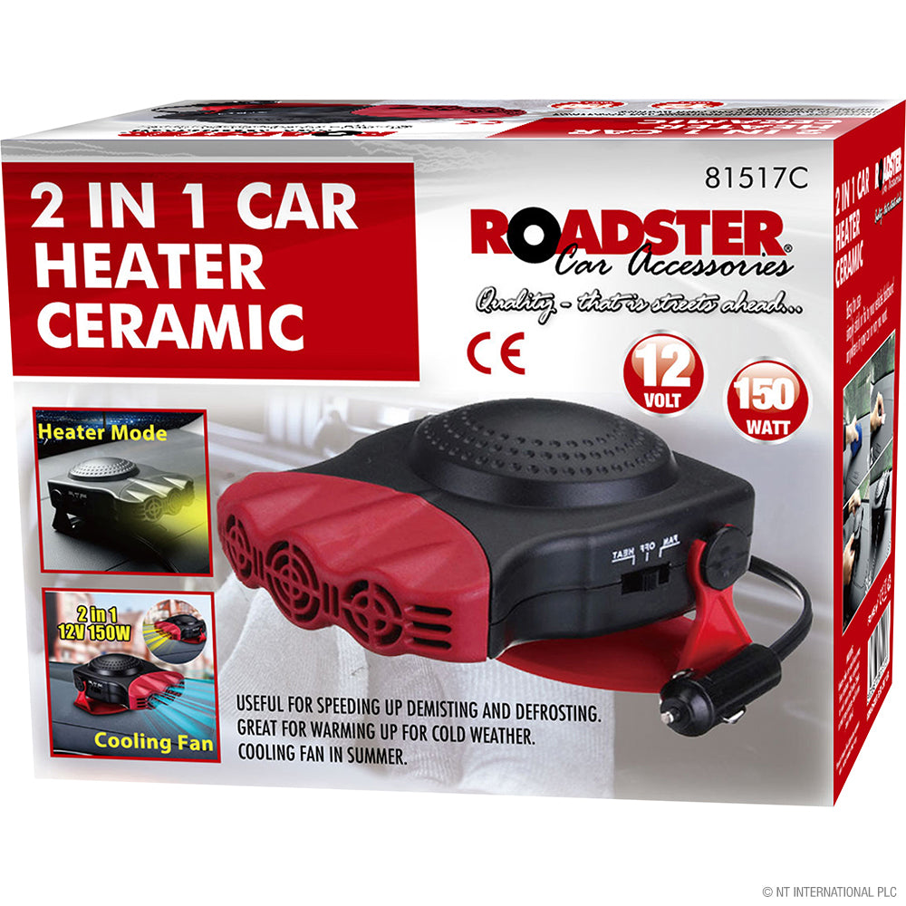 Restez au chaud en déplacement avec le chauffage céramique 2-en-1 pour voiture | 12 V/150 W.
