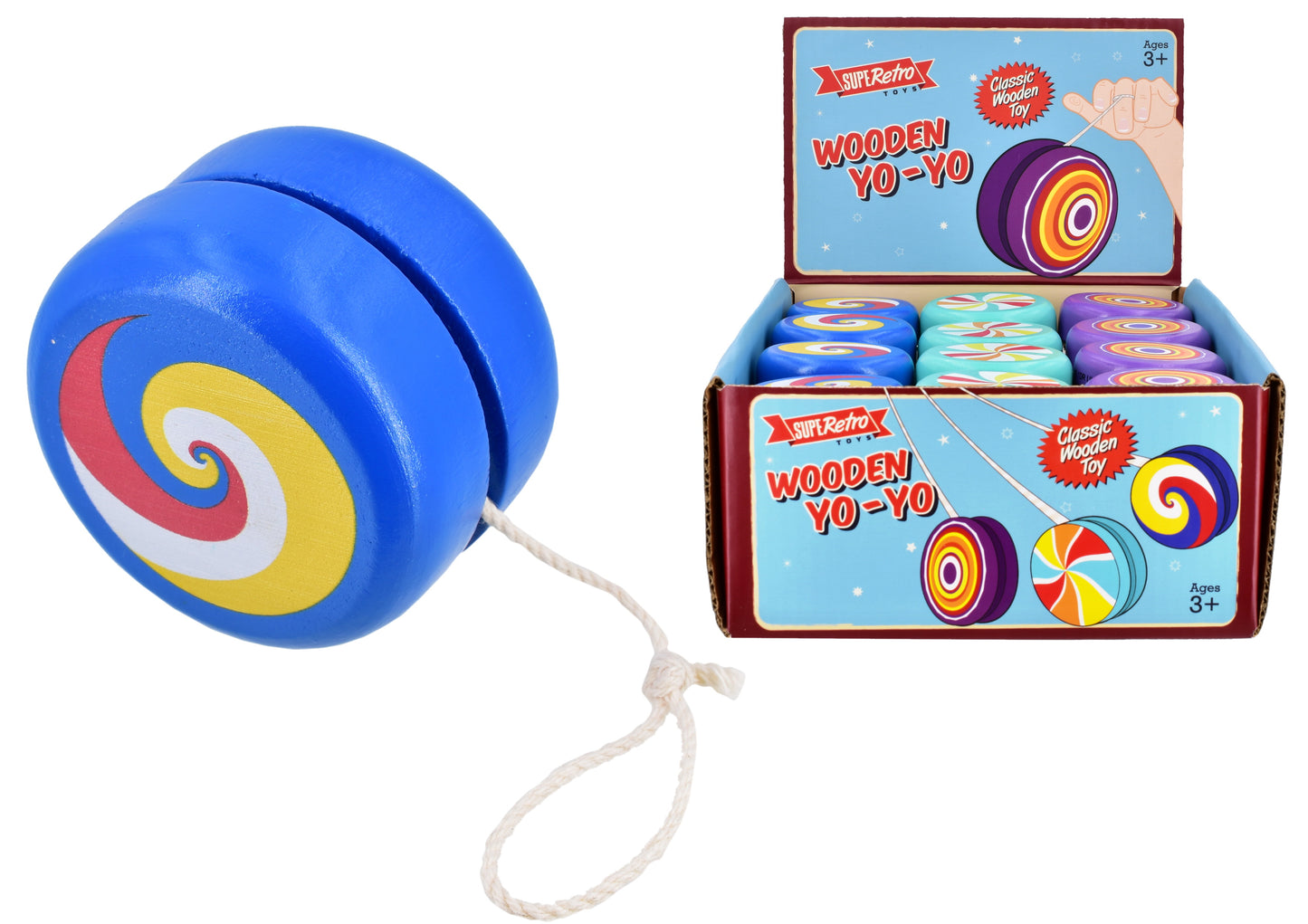 Yoyo en bois classique « Rétro » en boîte de présentation