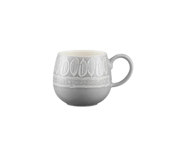 Mug en céramique élégant Impressions motif feuilles grises 350 ml
