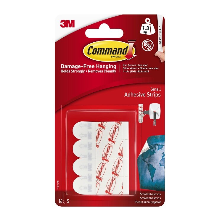 17022UKN Petits crochets adhésifs et recharges Command 1,3 kg, lot de 16