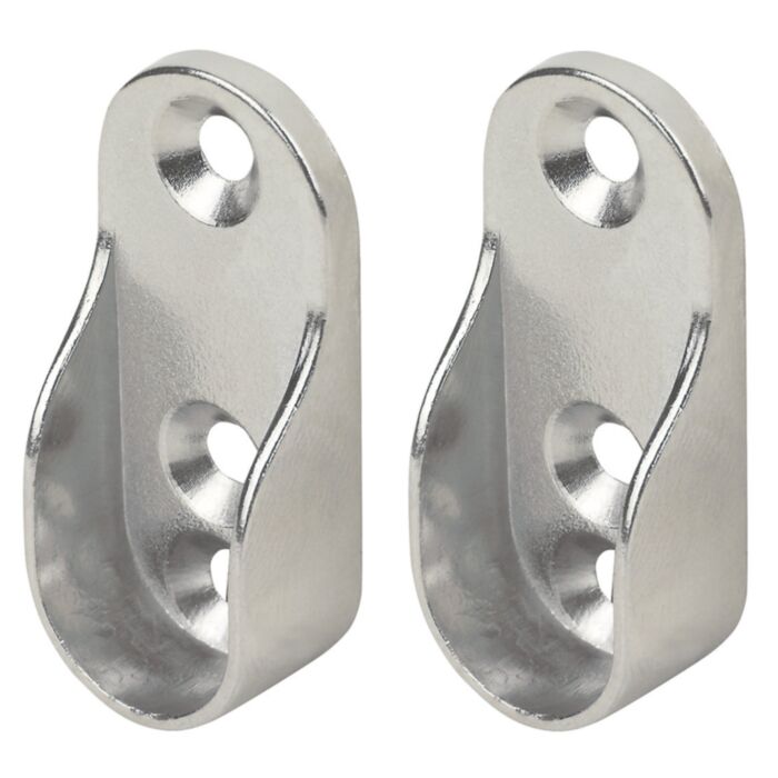 Oval End Bracket Chrome 30x15mm 2pk