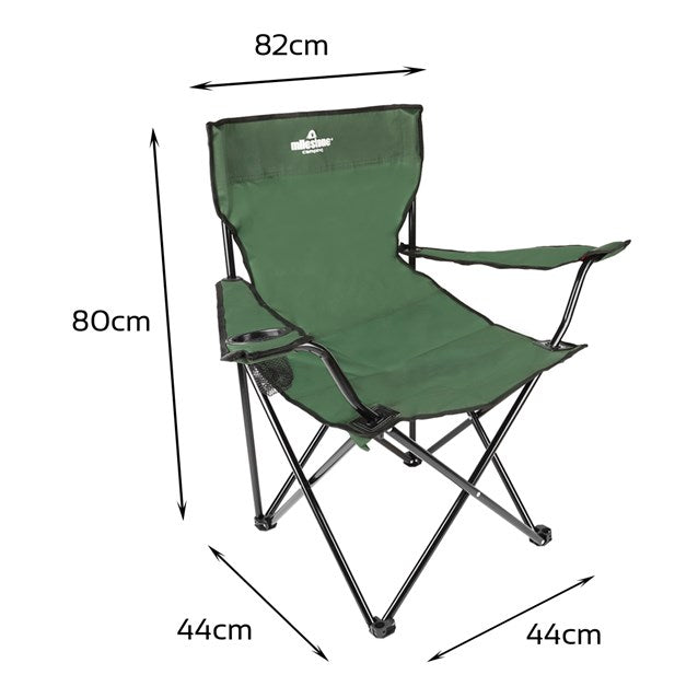 Folding Leisure Chair With Cup Holder - Green