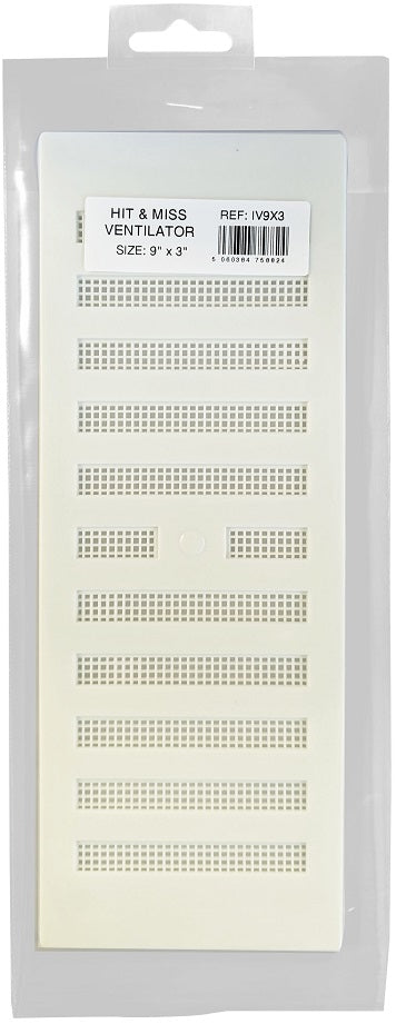 IV9X3 - 9 x 3 Hit & Miss Vent White Plastic