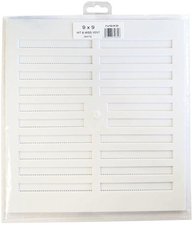 IV9X9 - 9 x 9 Hit & Miss Vent White Plastic