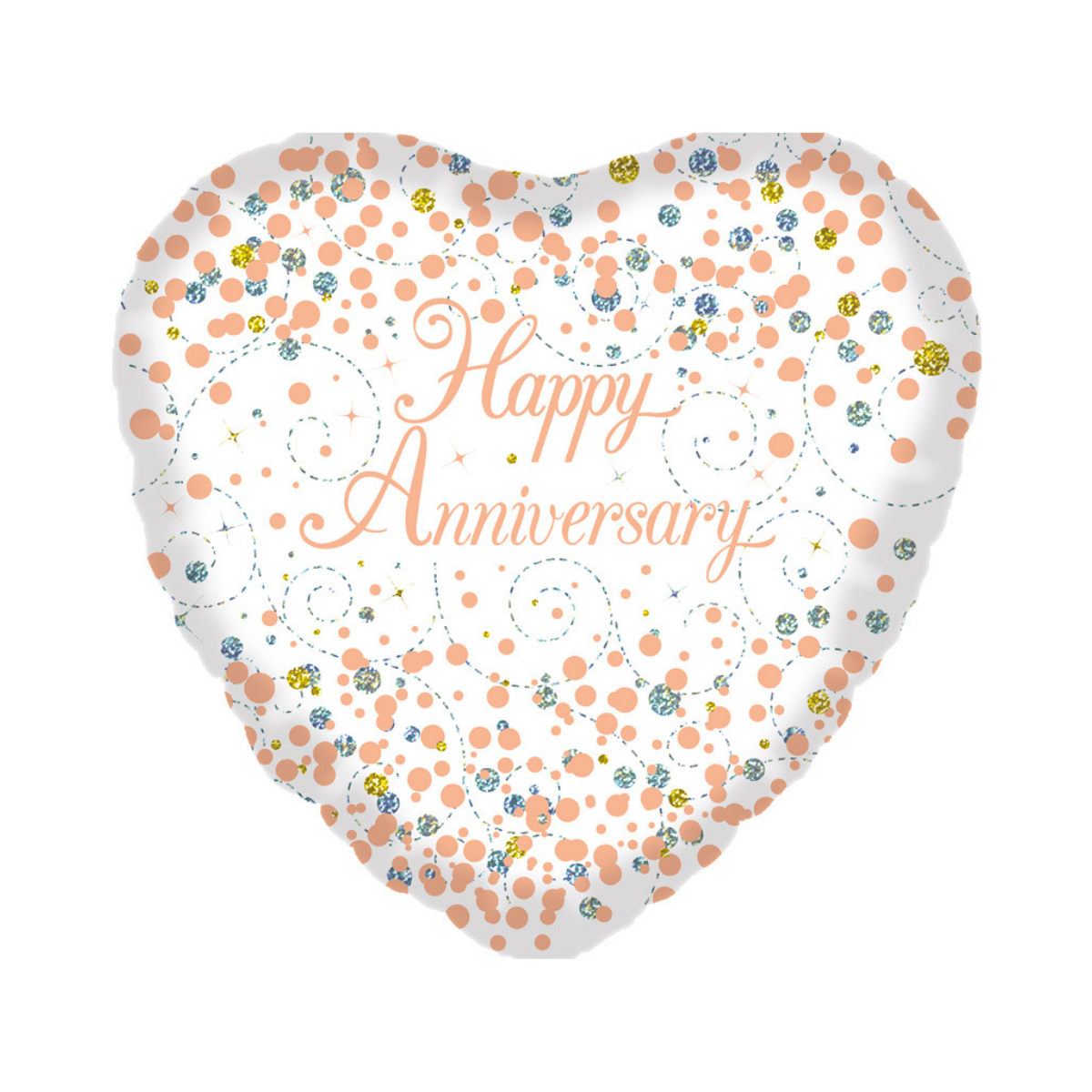 Happy Anniversary Sparkling Fizz White 18″ Foil Balloon