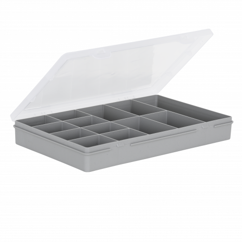 Organisateur 3.03 Boîte 29cm 13 compartiments, Gris clair/transparent recyclé