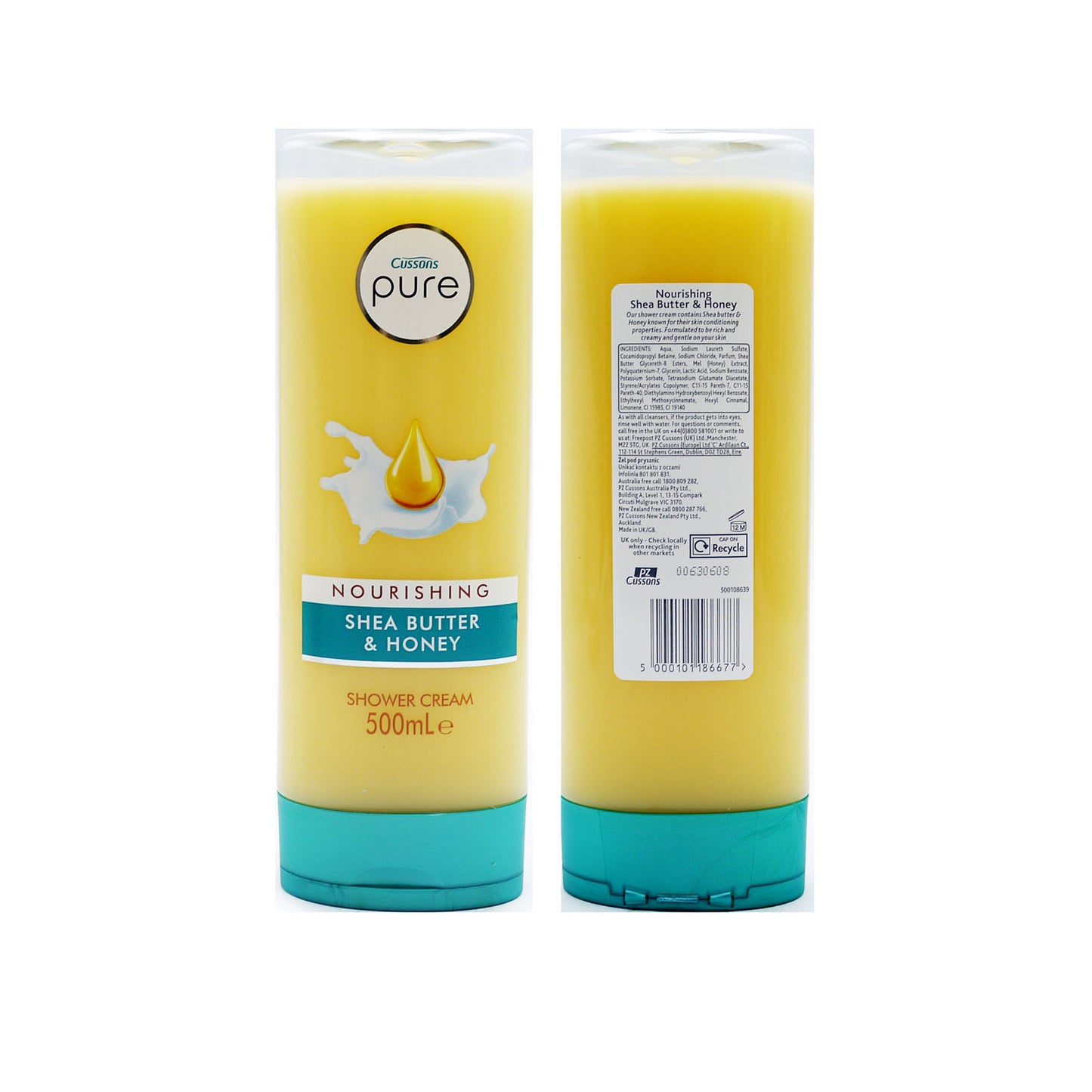 CUSSONS PURE SHOWER GEL NOURISH SHEA BUTTER& HONEY 500ml