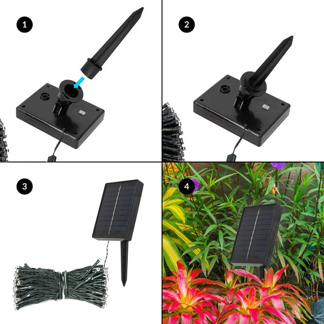 Lot de 2 - Guirlandes solaires de 200 LED - Blanc éclatant