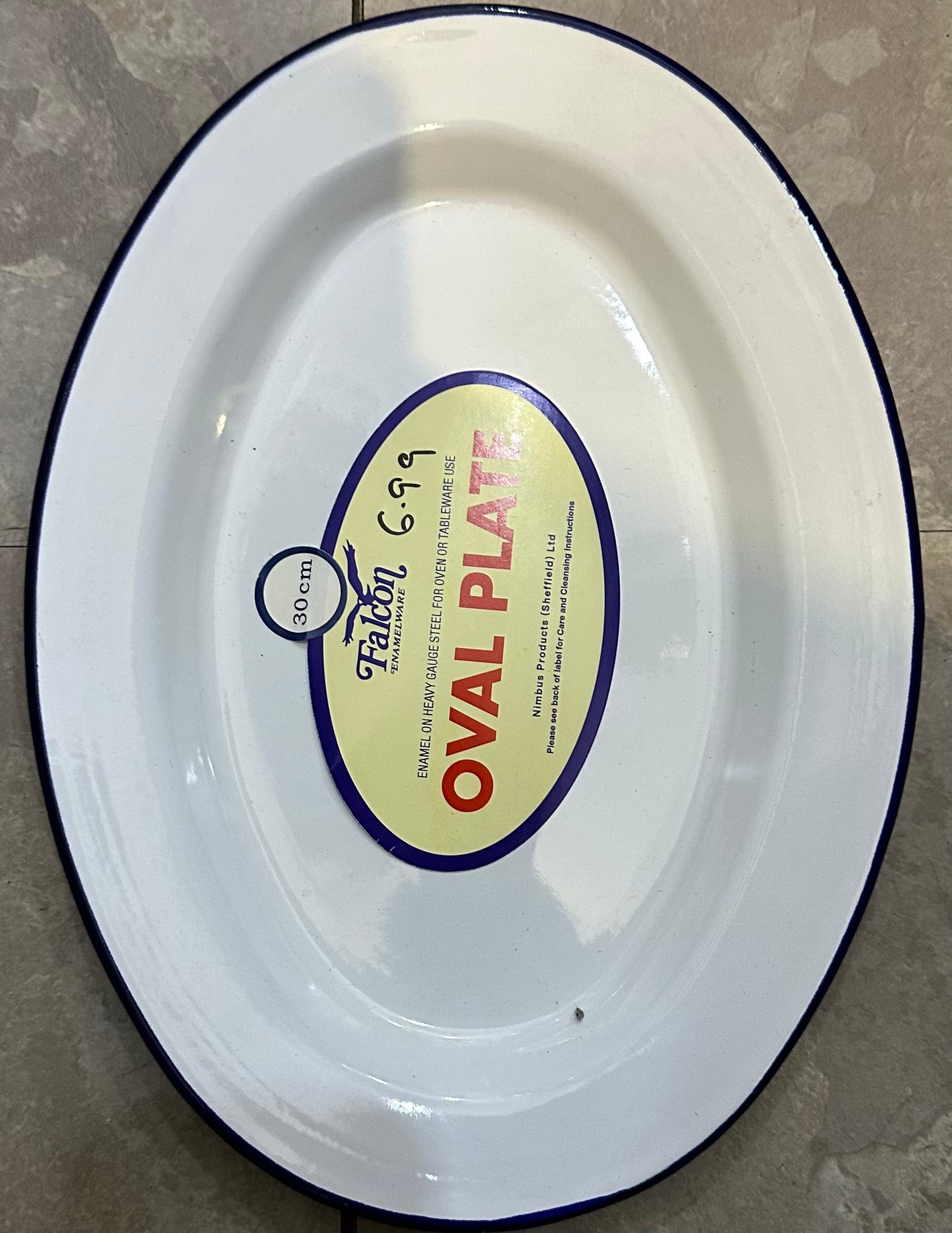 PLAT OVALE ÉMAILLÉ BLANC 30 CM