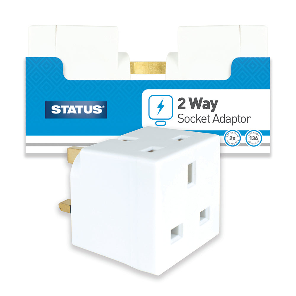 2 prises - Sans fusible - Adaptateur - Blanc