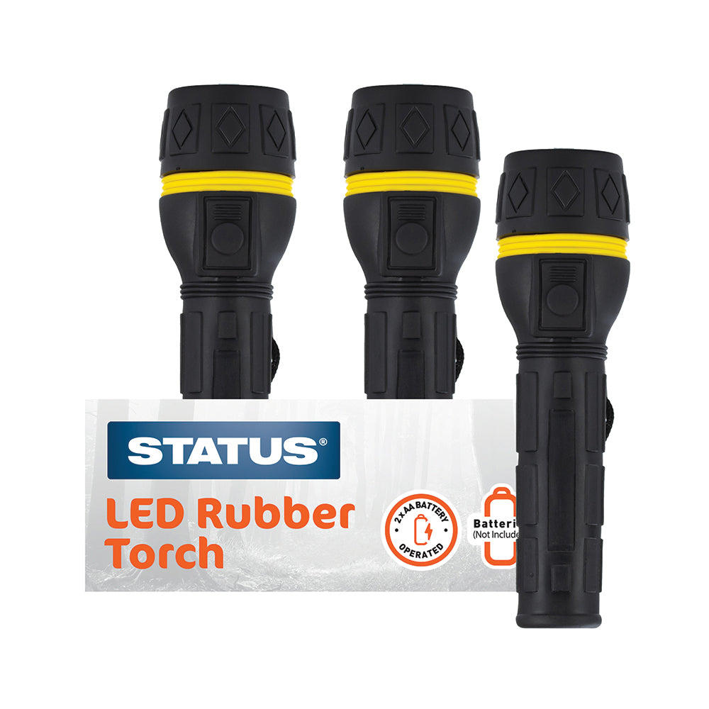 Rubber Torch - 2 x AA batteries (not included) - Black