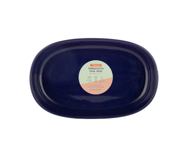 Authentic World Foods : Plat ovale bleu marine 28 x 18 cm | Batterie de cuisine de qualité supérieure.