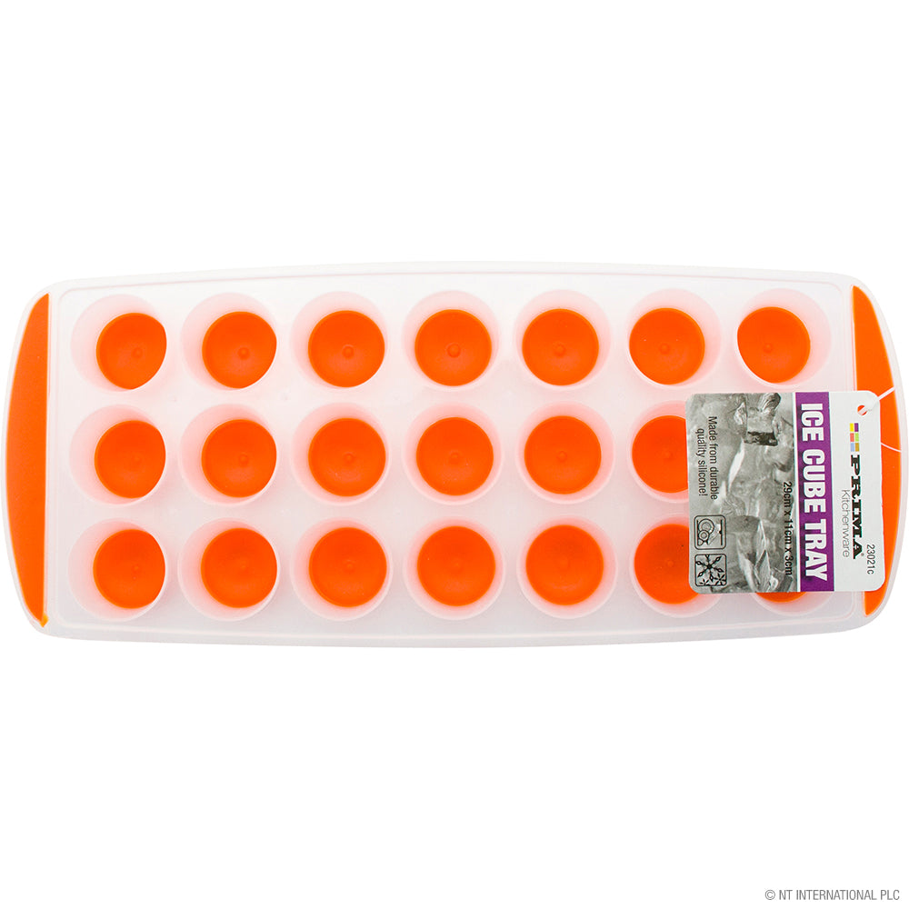 Lot de 2 moules à glaçons ronds en silicone Prima, poussoir, orange, couleurs assorties