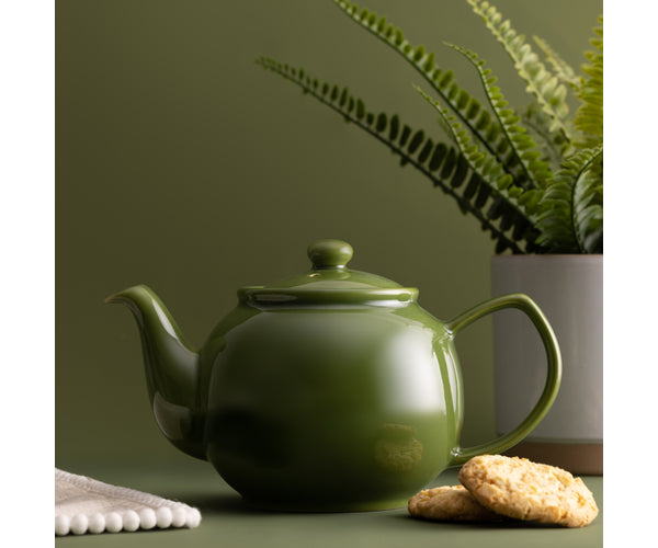 Théière vert olive 6 tasses | Théière élégante en céramique pour infuser