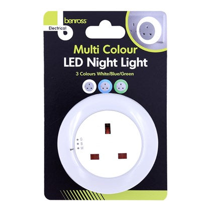 Veilleuse à LED avec prise – Blanc/Bleu/Vert