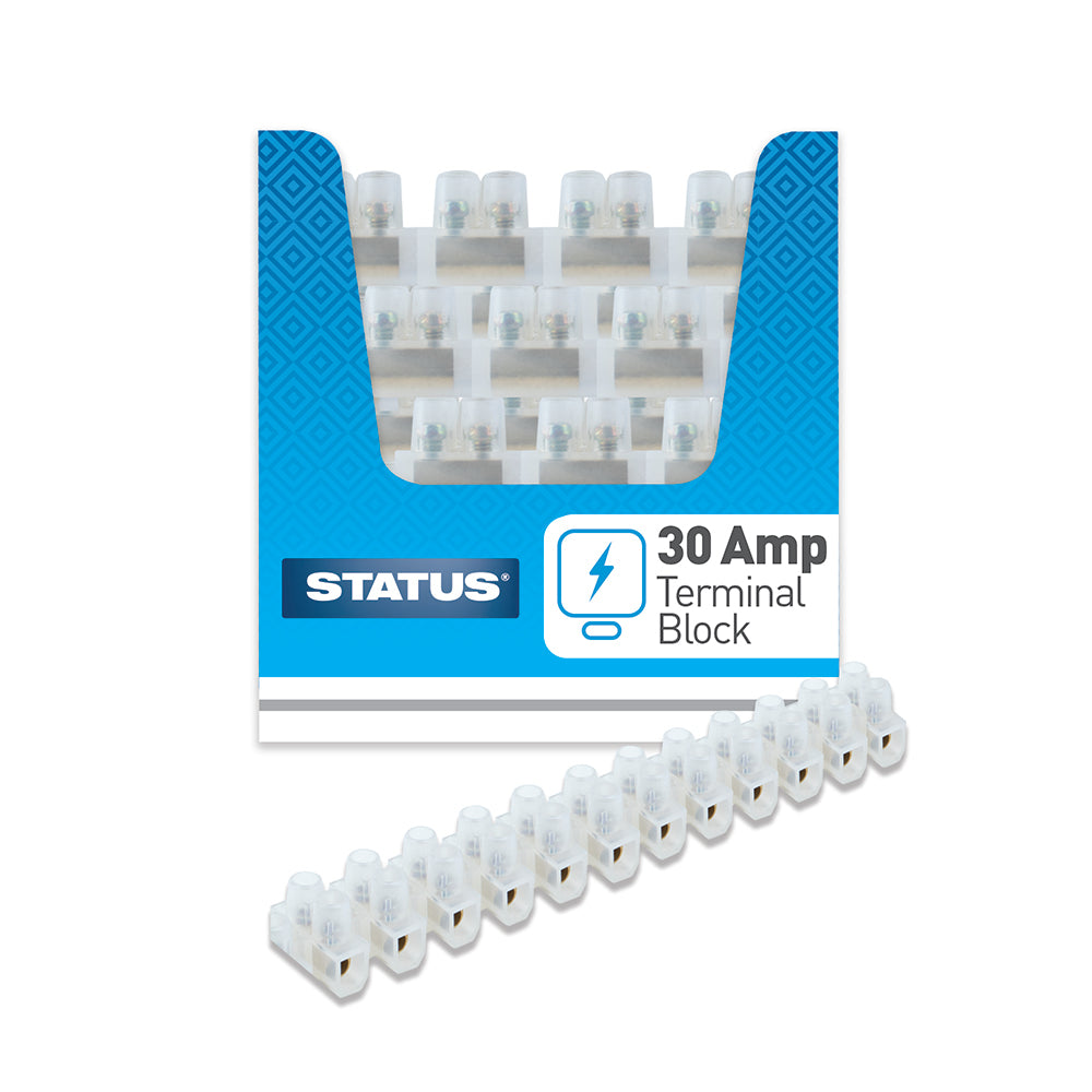 30 amp - Terminal Block - Clear - "bulk" - 12 blocks per strip