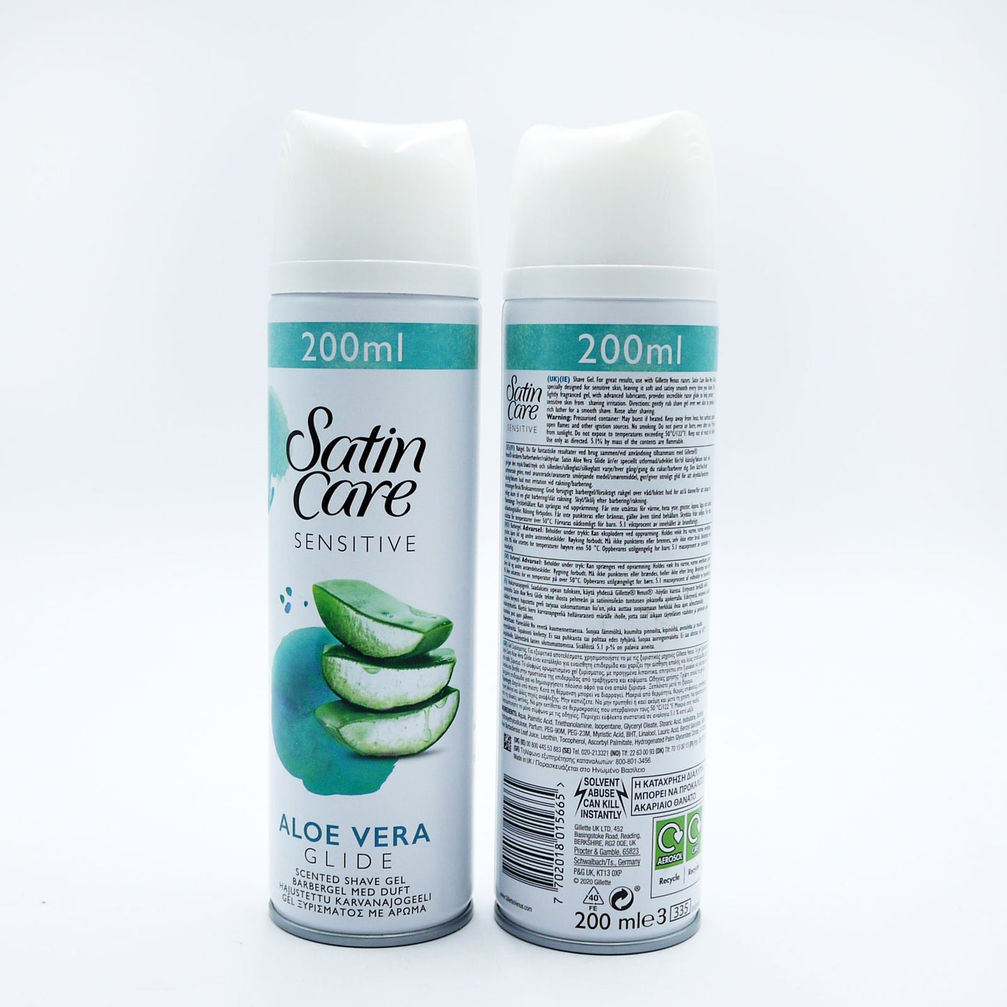 VENUS SATIN CARE GEL DE RASAGE ALOE VERA PEAUX SENSIBLES 200ML