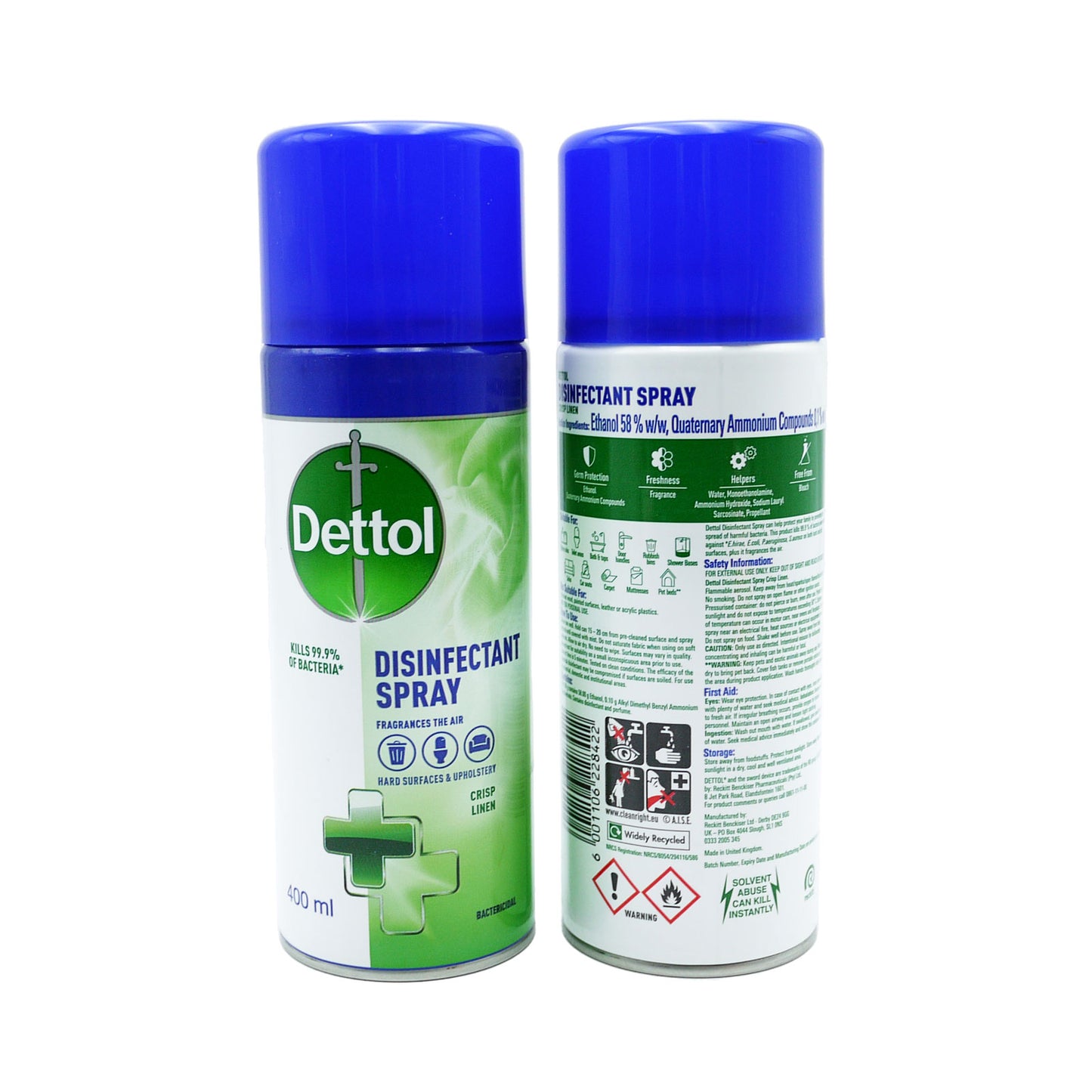 DETTOL SPRAY DÉSINFECTANT FRAÎCHEUR LIN 400ML